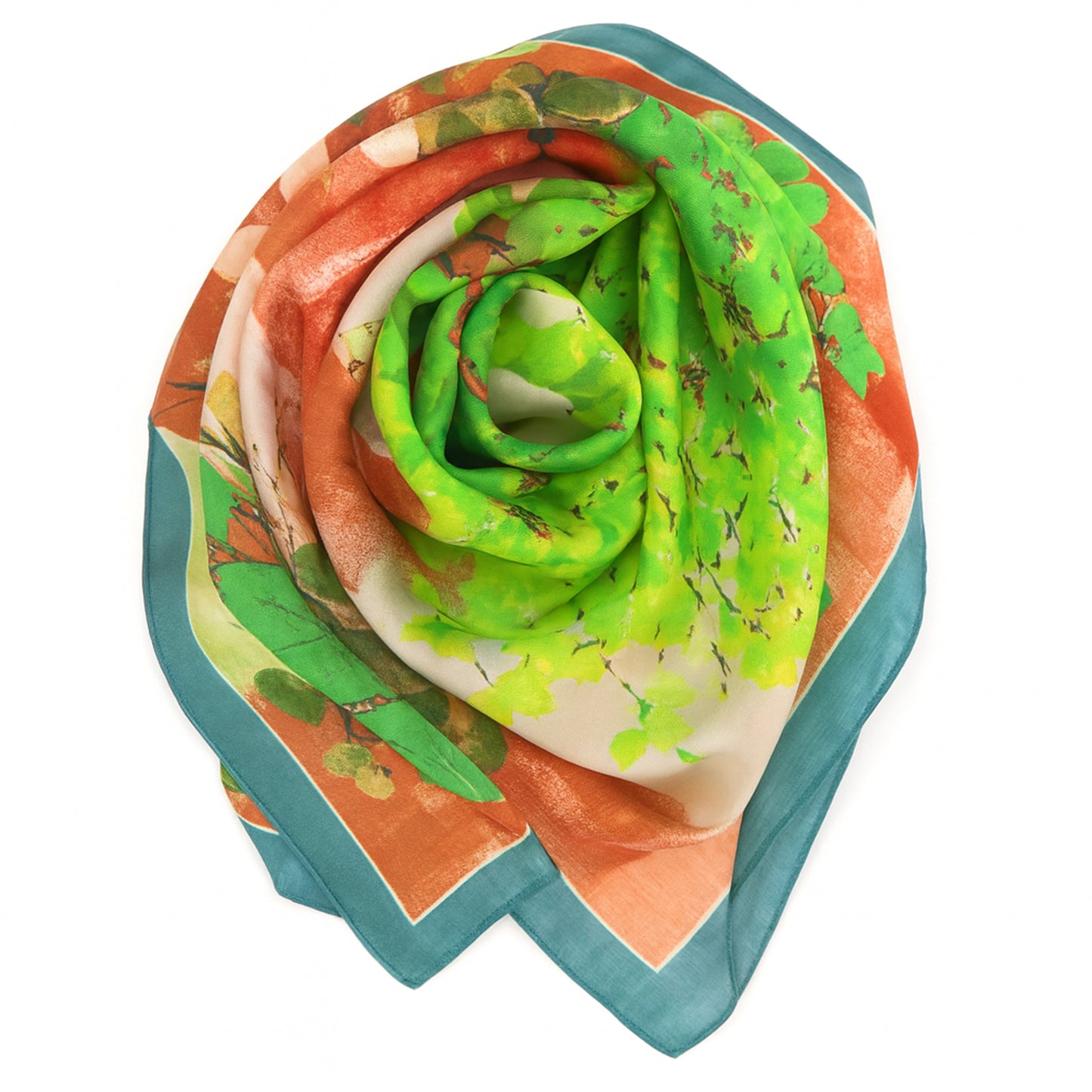 Foulard carré toucher soie floral Splendeur d'Anémone 70x70cm