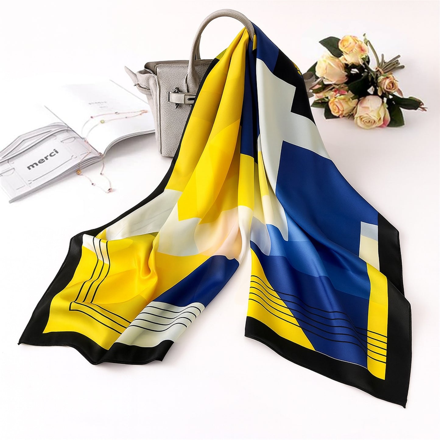 Foulard carré toucher soie Urban Motion 70x70cm