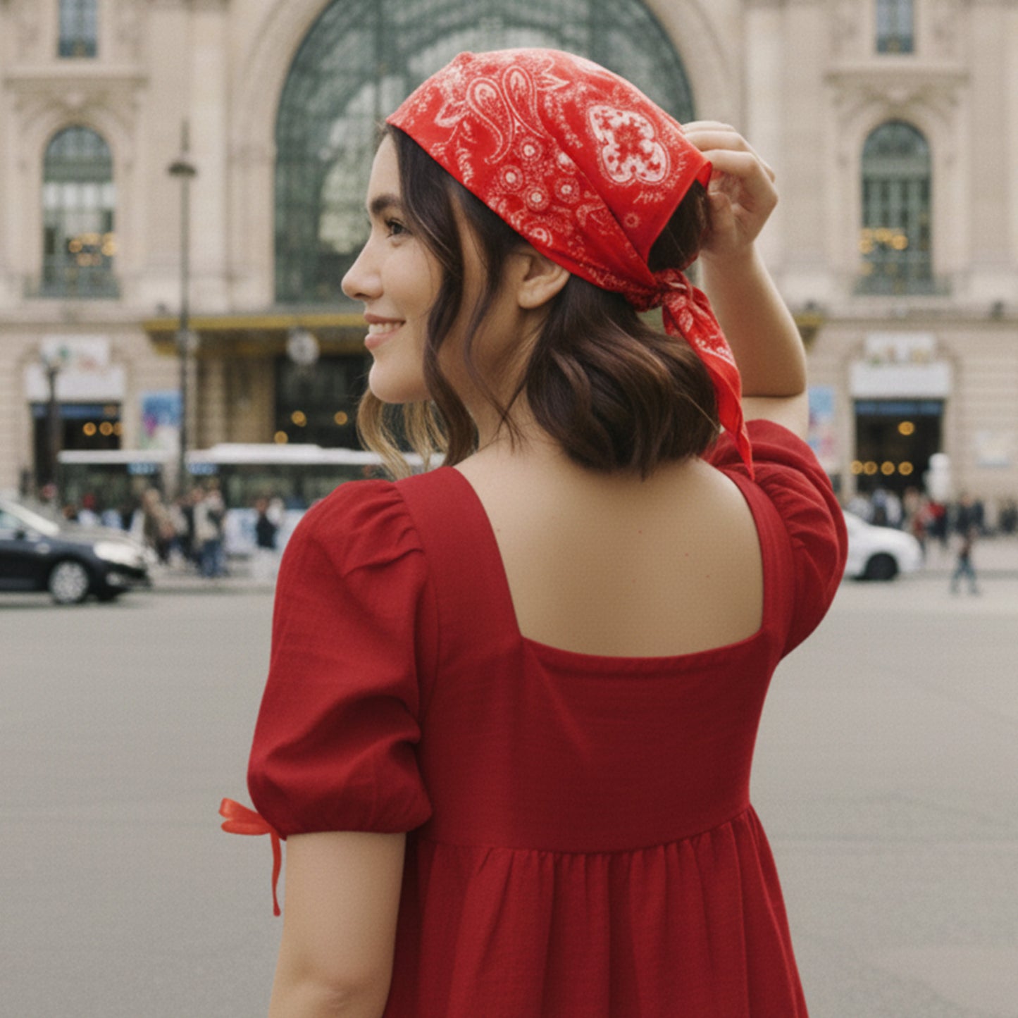 Foulard Bandana soie Crimson Vibes 70x70cm