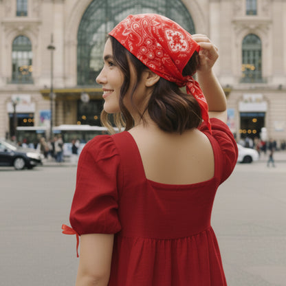 Foulard Bandana soie Crimson Vibes 70x70cm