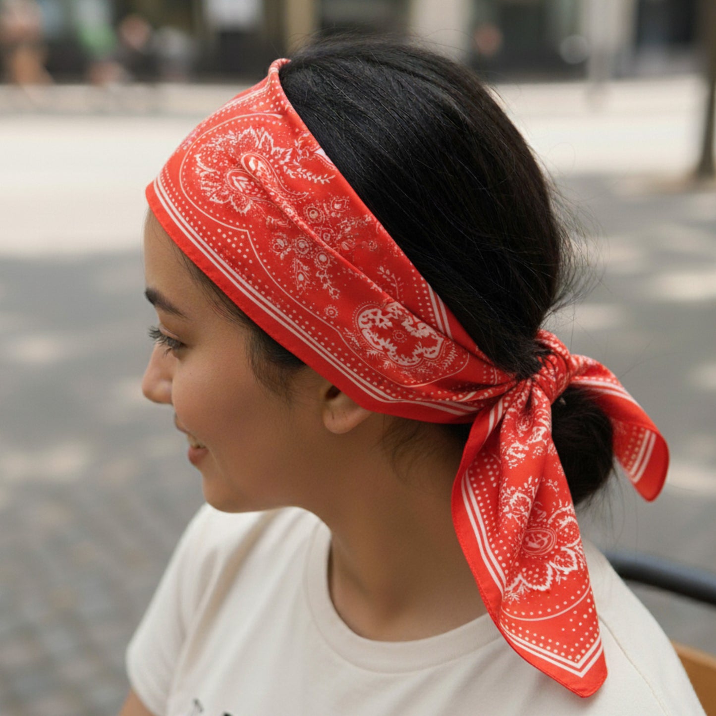 Foulard Bandana soie Crimson Vibes 70x70cm