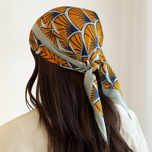 Foulard carré toucher soie Korean Mustard 70x70cm