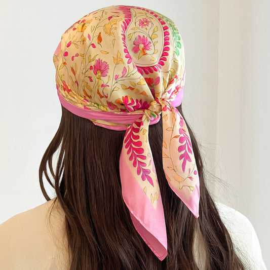 Foulard carré toucher soie Jardin Persan 70x70cm