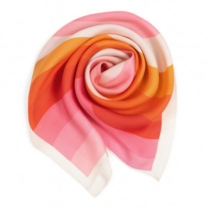 Foulard carré toucher soie Pink Mirage 70x70cm