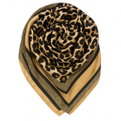 Foulard carré toucher soie Classic Léopard 70x70cm