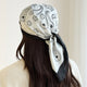 Foulard bandana carré toucher soie Blanc Vintage 70x70cm