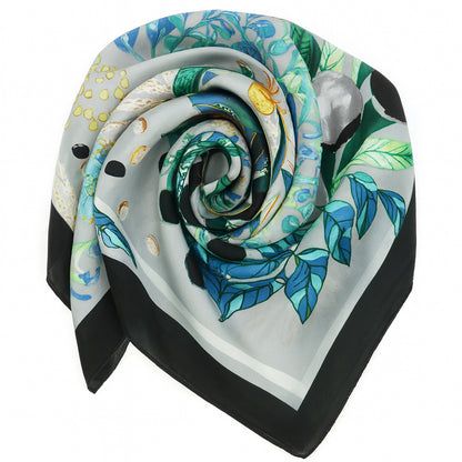 Foulard carré toucher soie Aura Botanica Ébène 70x70cm