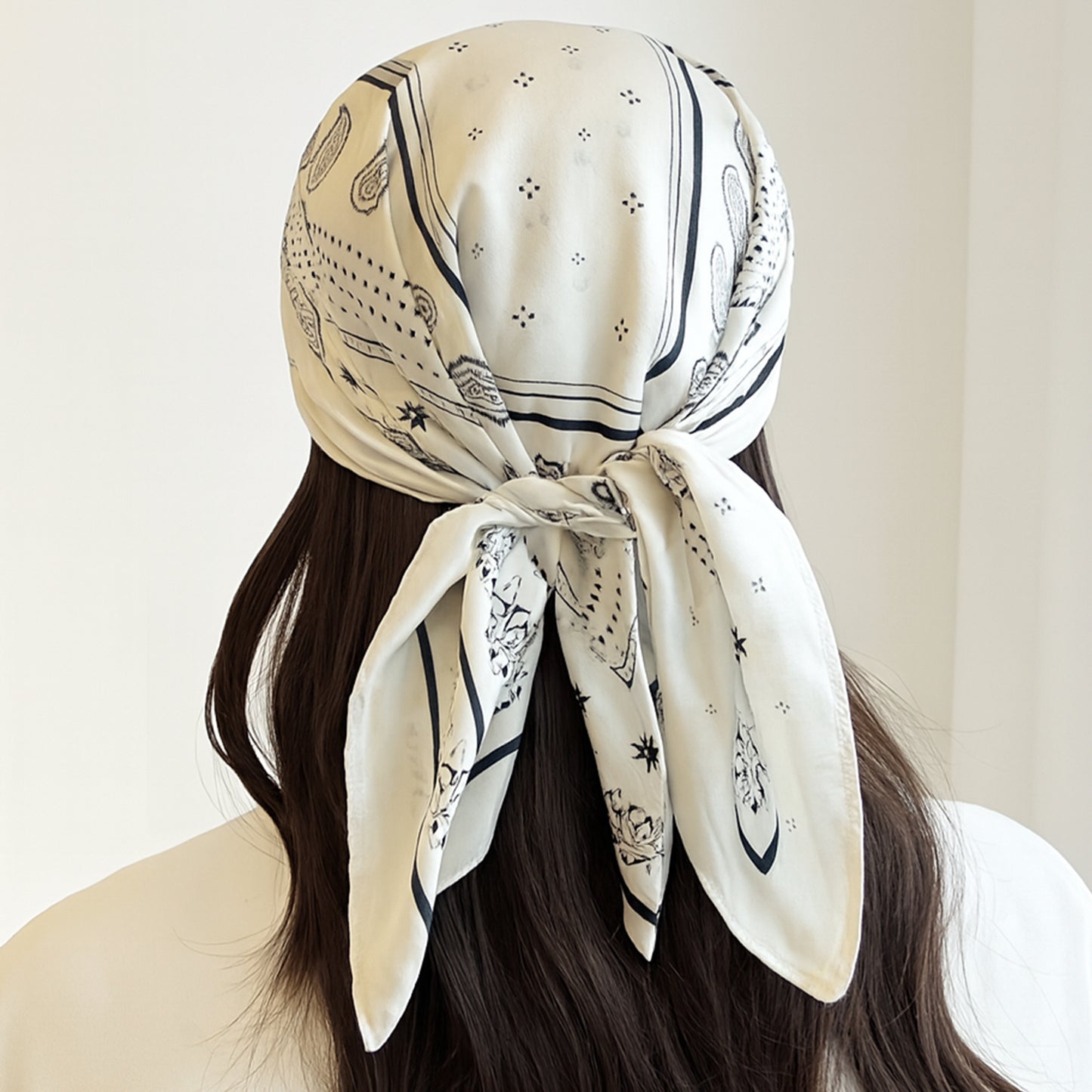 Foulard carré toucher soie White Echo 70x70cm