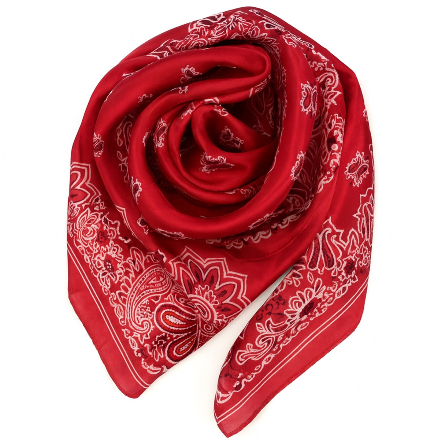 Foulard carré toucher soie Couture Paisley Grenat 70x70cm