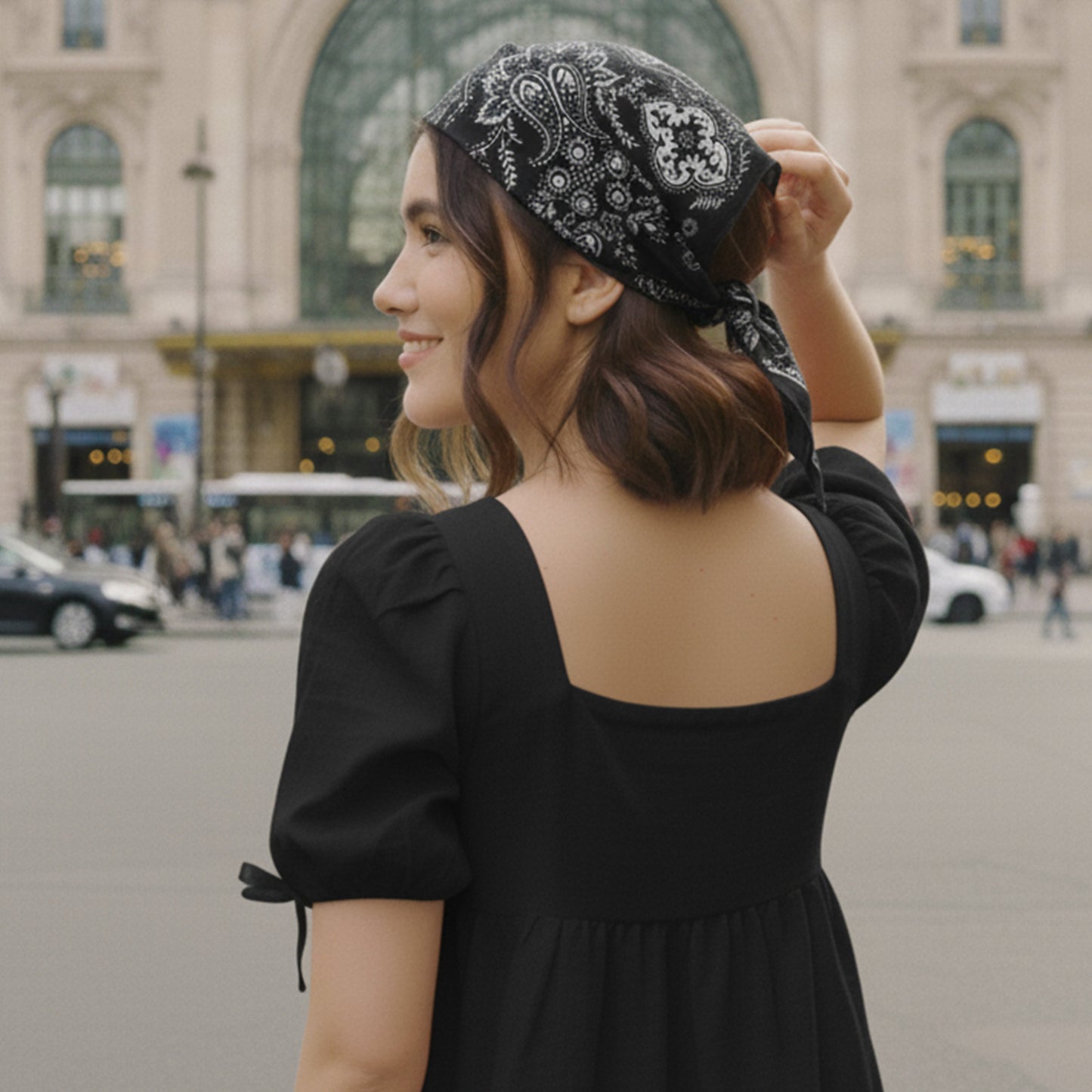 Foulard Bandana soie Urban Night 70x70cm