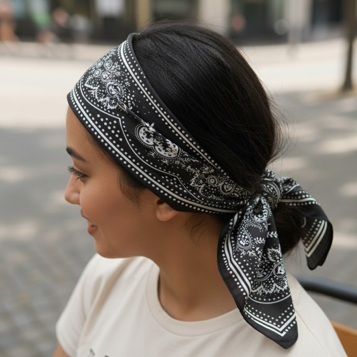 Foulard Bandana soie Urban Night 70x70cm