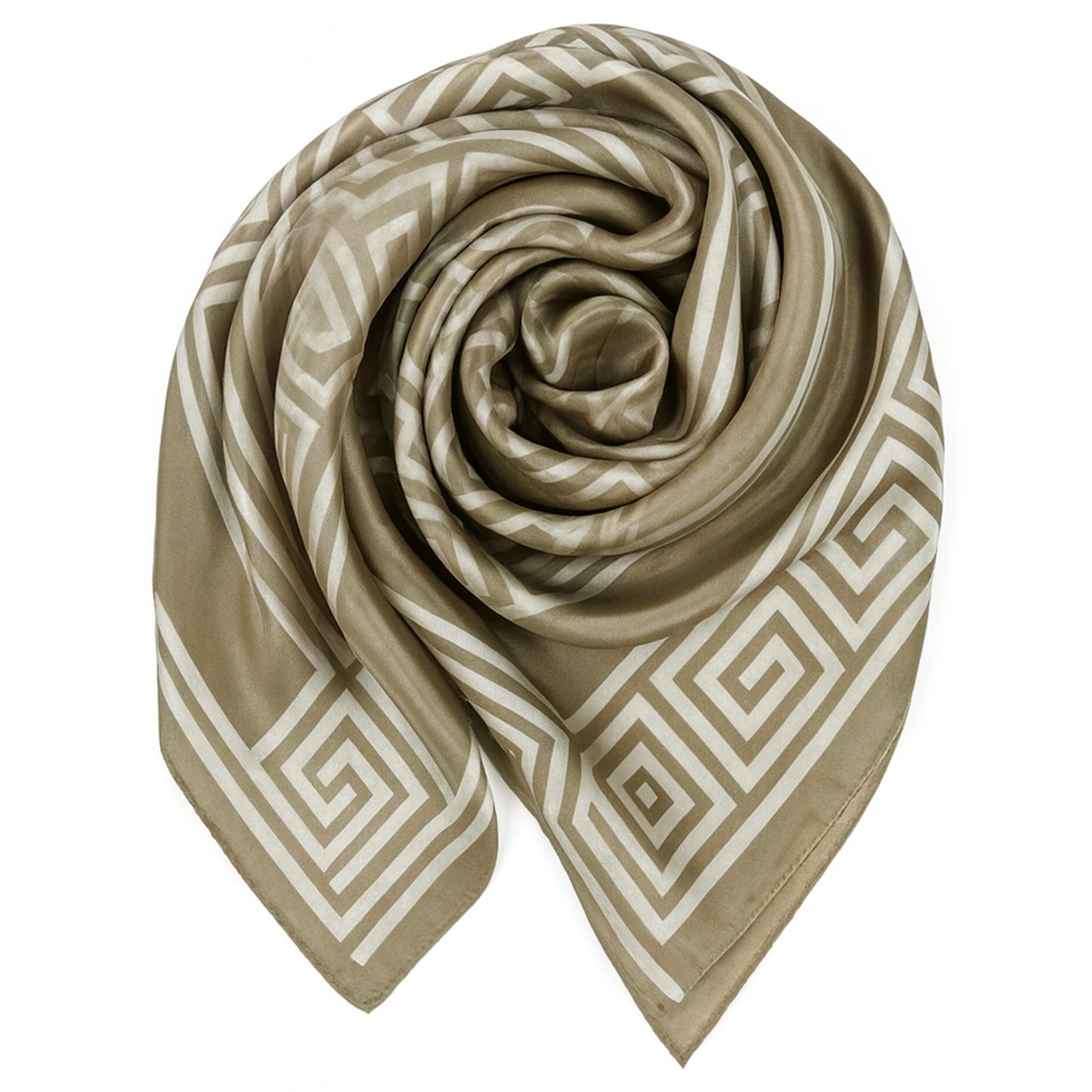Foulard carré toucher soie Mocha Santorini 70x70cm