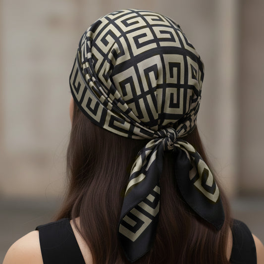 Foulard carré Beige Stone Méandros 70x70cm