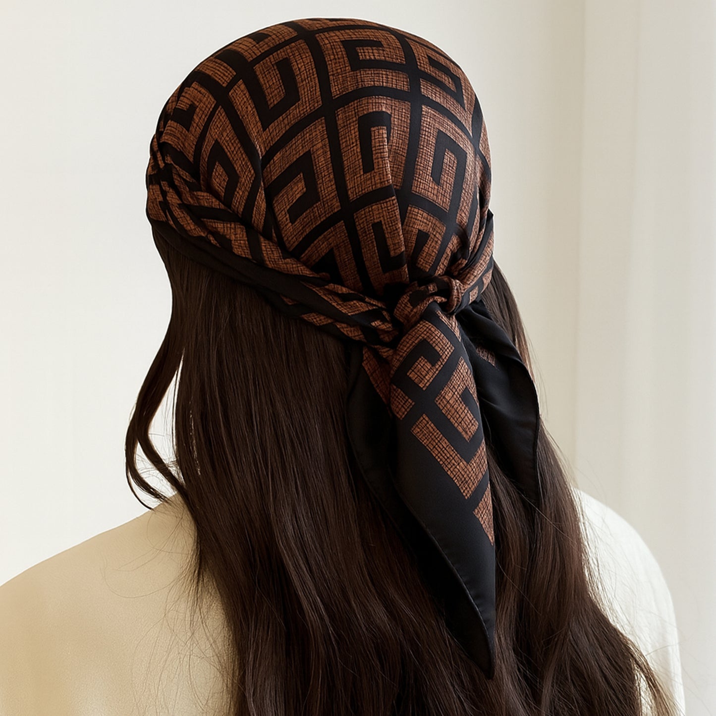 Foulard carré toucher soie Terra Méandros 70x70cm