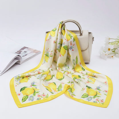 Foulard carré toucher soie Summer Lemon 70x70cm