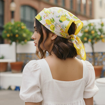 Foulard carré toucher soie Summer Lemon 70x70cm