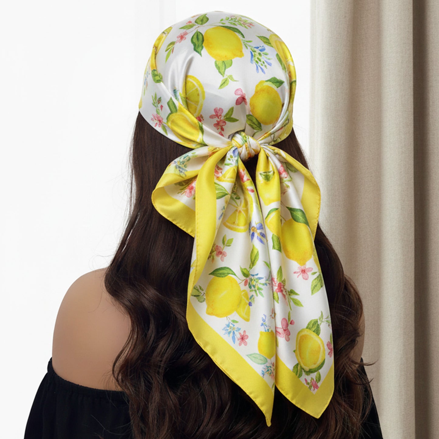 Foulard carré toucher soie Summer Lemon 70x70cm