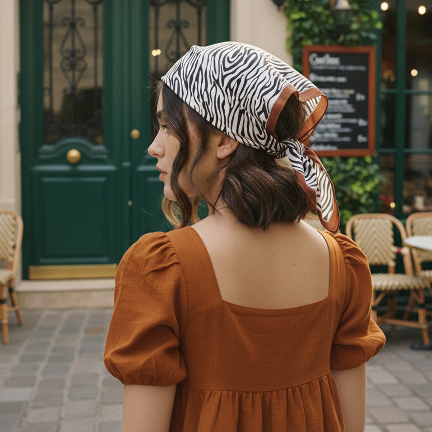 Foulard carré toucher soie Zebra Stripes 70x70cm