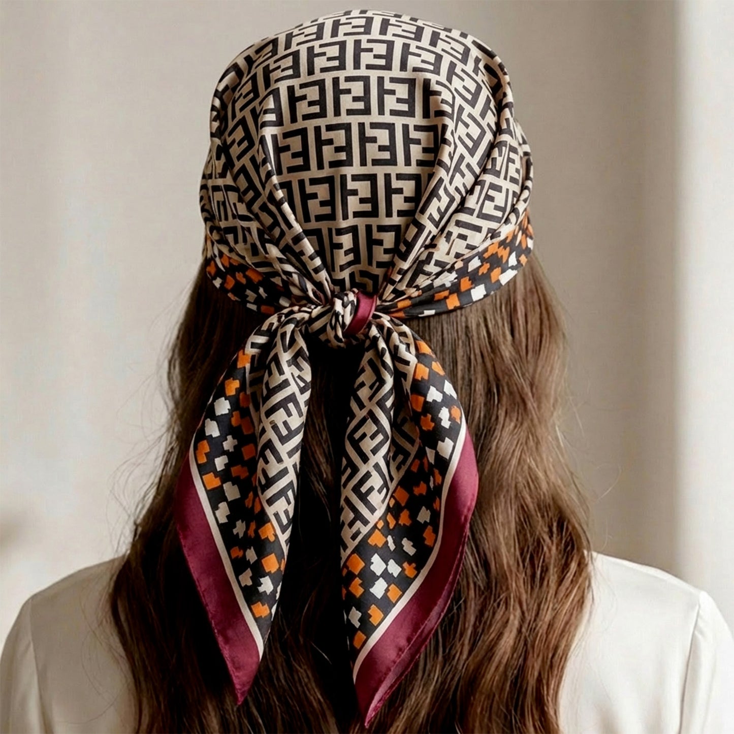 Foulard carré toucher soie Monograma Rubis - 70 x 70 cm