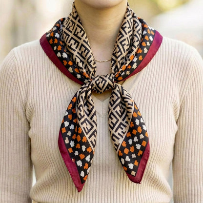 Foulard carré toucher soie Monograma Rubis - 70 x 70 cm