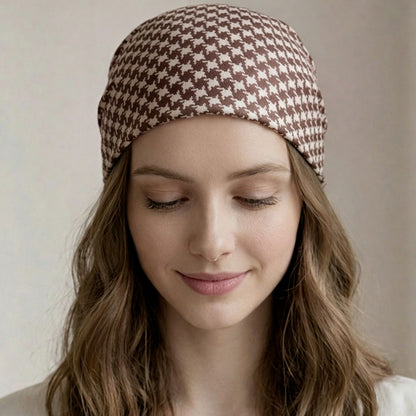 Foulard carré toucher soie Pied-de-poule Marron & Ivoire - 70 x 70 cm