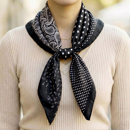 Foulard carré toucher soie Noir Atelier Mosaic - 70 x 70 cm