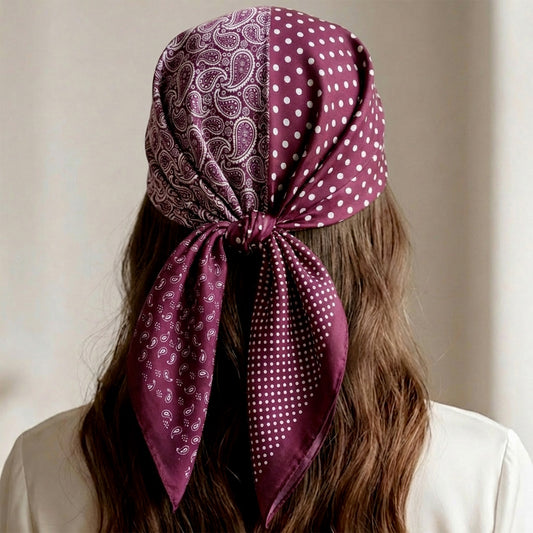 Foulard carré toucher soie Rubis Graphica Mix 70 x 70 cm