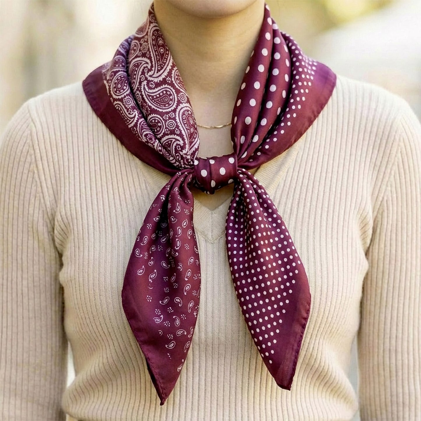 Foulard carré toucher soie Rubis Graphica Mix 70 x 70 cm