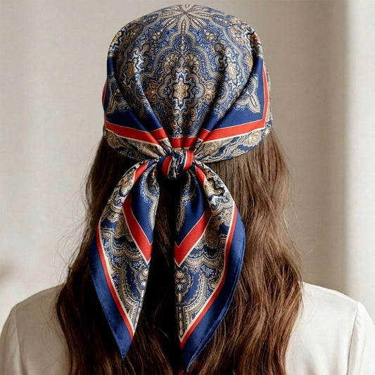 Foulard carré toucher soie Cachemire Oriental - 70 x 70 cm