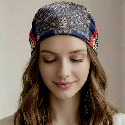 Foulard carré toucher soie Cachemire Oriental - 70 x 70 cm