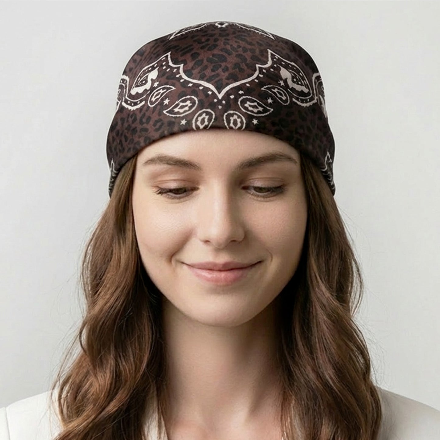 Foulard carré toucher soie Terra Panthera Paisley 70 x 70 cm