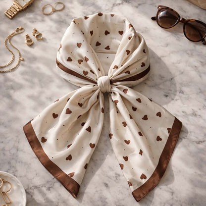 Foulard carré toucher soie Sweet Mocha 70x70cm