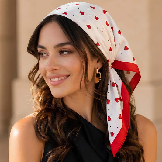 Foulard carré toucher soie Love Pop 70x70cm