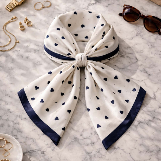 Foulard carré toucher soie Navy Sweet Print 70x70cm