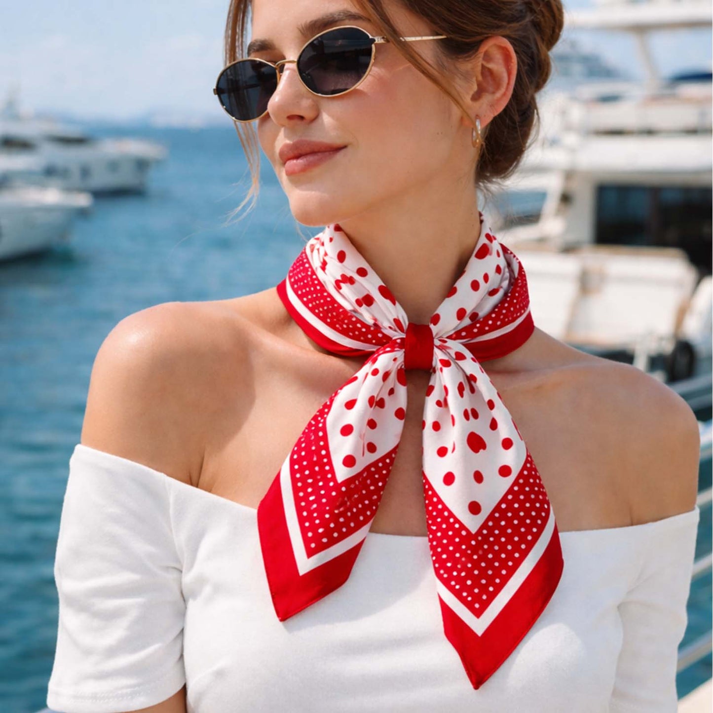 Foulard carré toucher soie Polka Couture 70x70cm