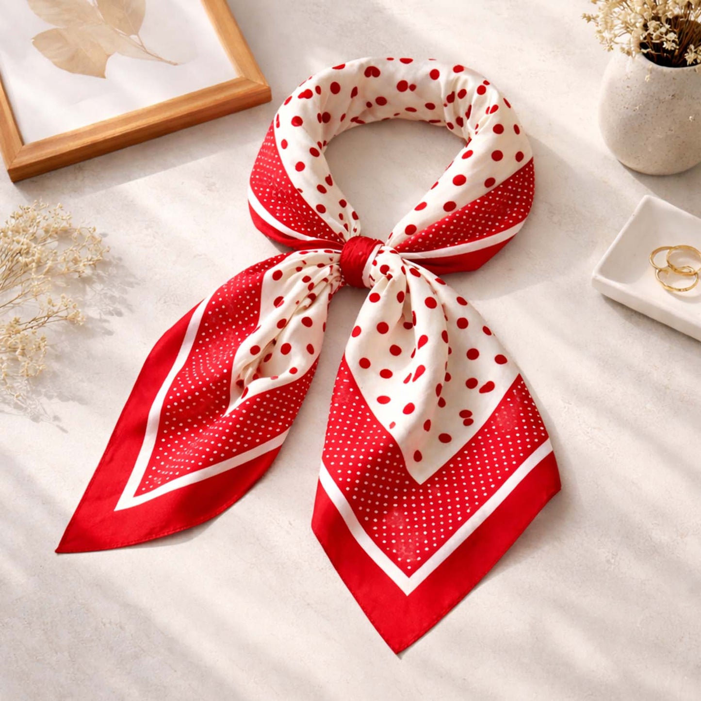 Foulard carré toucher soie Polka Couture 70x70cm
