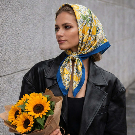 Foulard carré toucher soie Lemon Dolce Vita 70x70cm