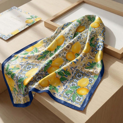 Foulard carré toucher soie Lemon Dolce Vita 70x70cm