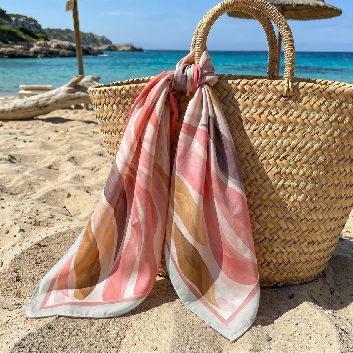 Foulard carré toucher soie Blush Terracotta 70 x 70 cm