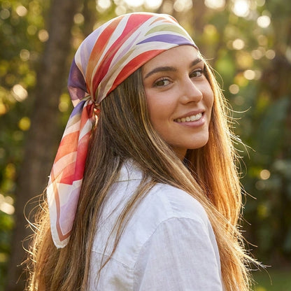 Foulard carré toucher soie Palette d’Été 70 x 70 cm