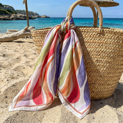 Foulard carré toucher soie Palette d’Été 70 x 70 cm