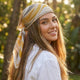 Foulard carré toucher soie Boho Golden Dunes 70 x 70 cm
