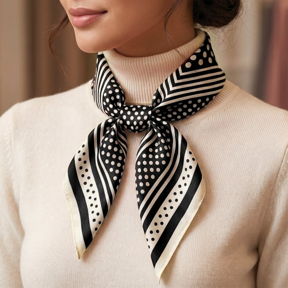 Foulard carré toucher soie Noir Deep Contrast 70 x 70 cm