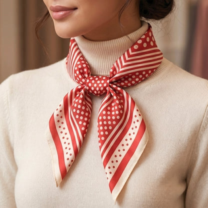 Foulard carré toucher soie Sable Rubis 70 x 70 cm