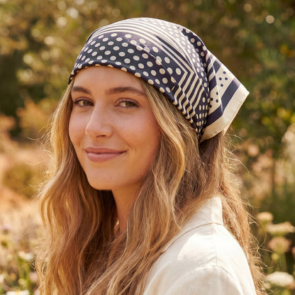 Foulard carré toucher soie Marine Caldera 70 x 70 cm