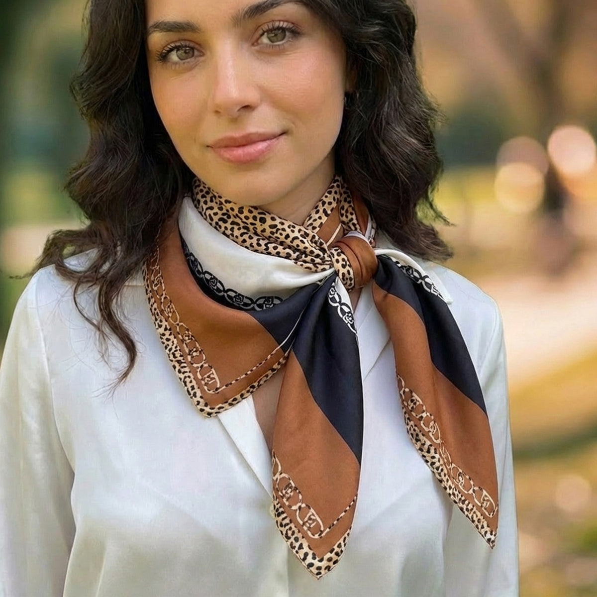 Foulard carré toucher soie Sienna Althéa 70 x 70 cm