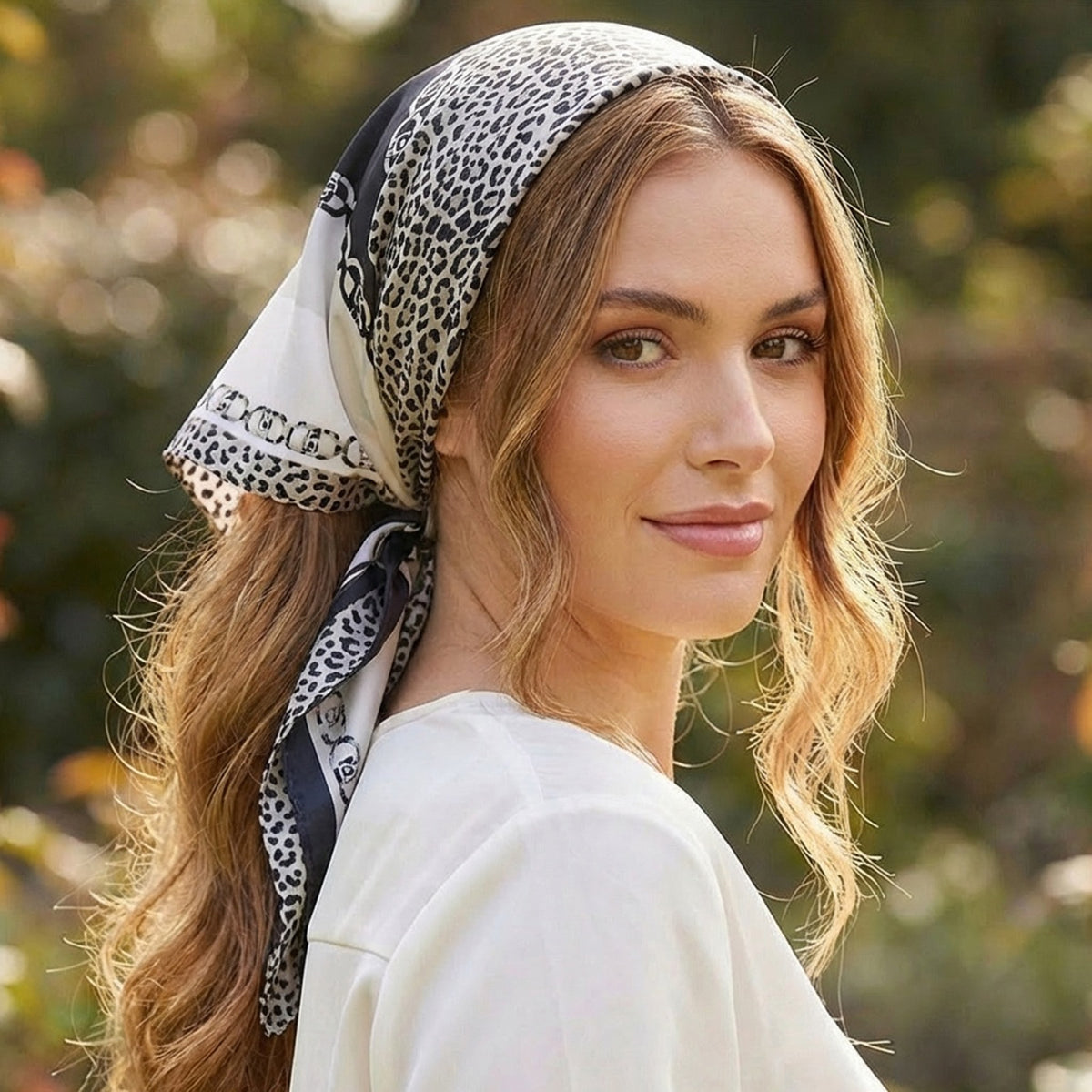 Foulard carré toucher soie Peaux Mêlées 70 x 70 cm