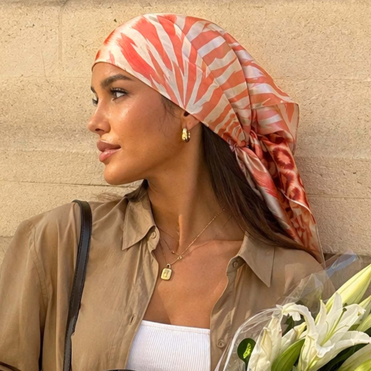 Foulard carré toucher soie Safari Pop 70x70cm