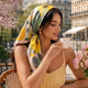 Foulard carré toucher soie Prairie Dorée 70x70cm