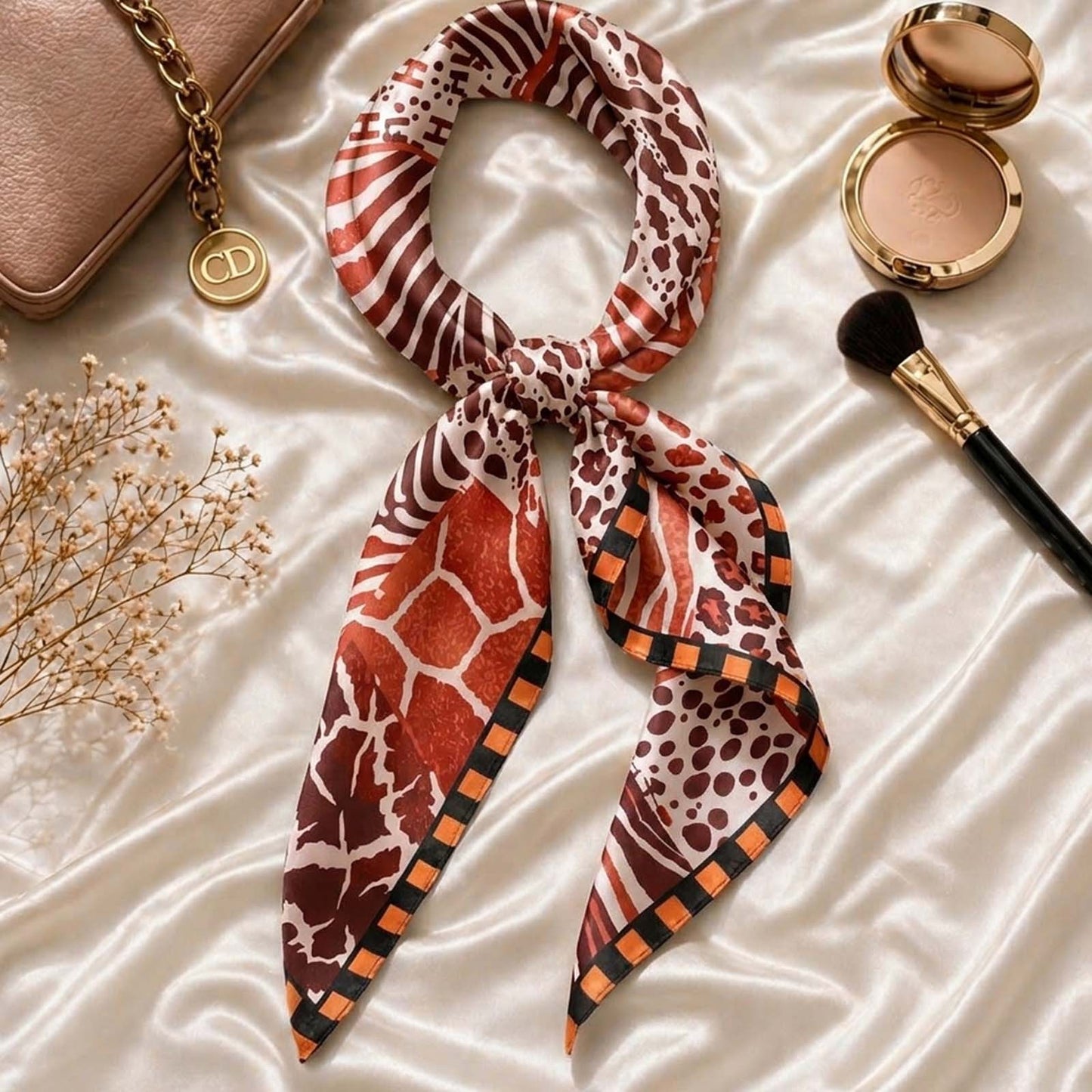 Foulard carré toucher soie Safari Fever 70x70cm